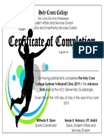 Certificate of Completion: Holy Cross College