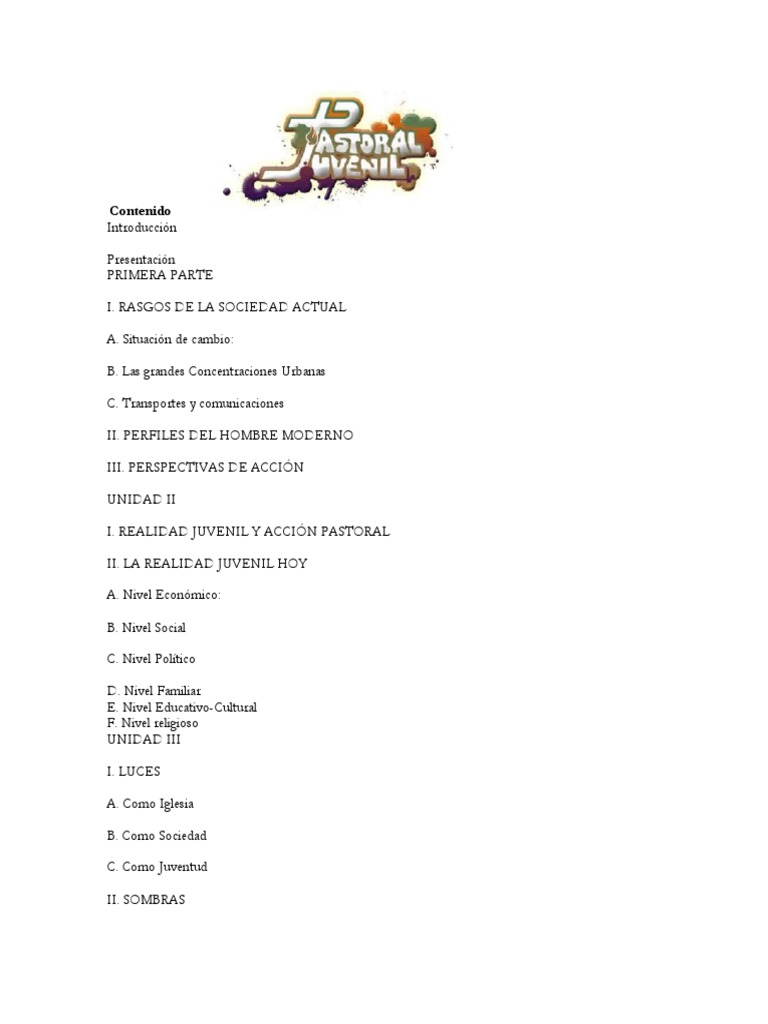 Manual de Formacion de Pastoral Juvenil | PDF | Iglesia Católica ...