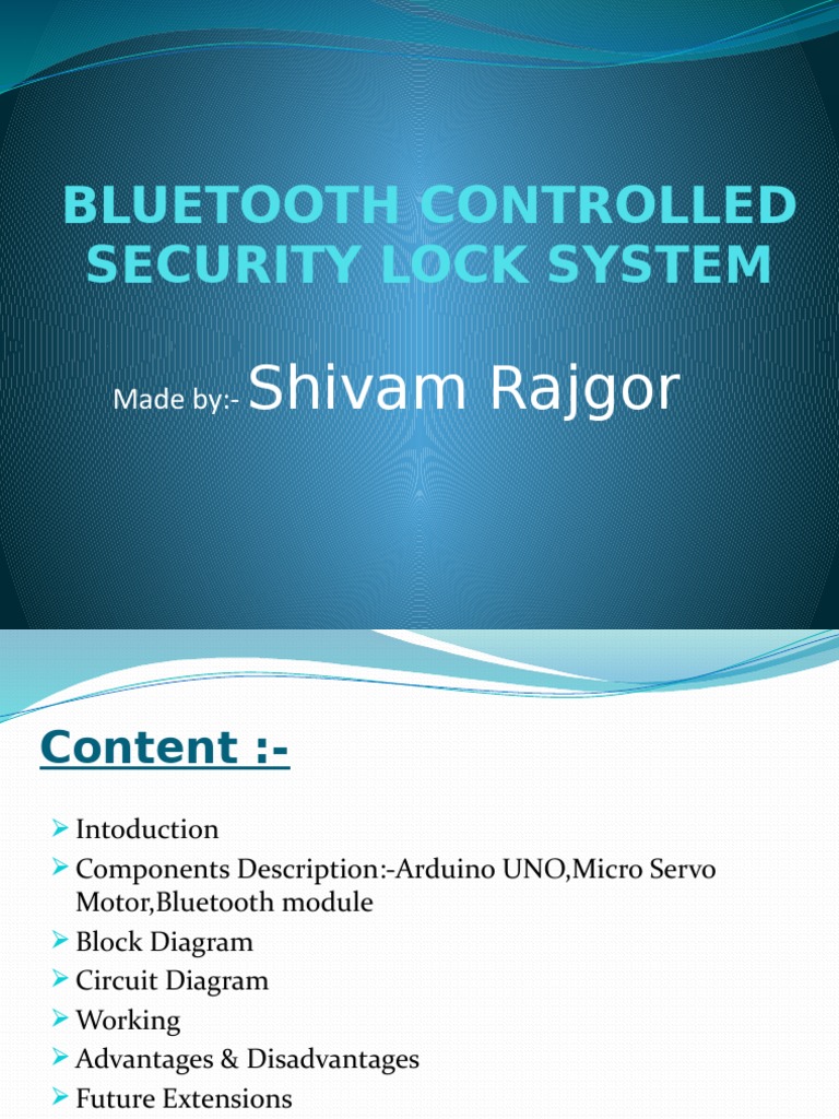 Bluetooth Controlled Door Lock System Circuit Diagram