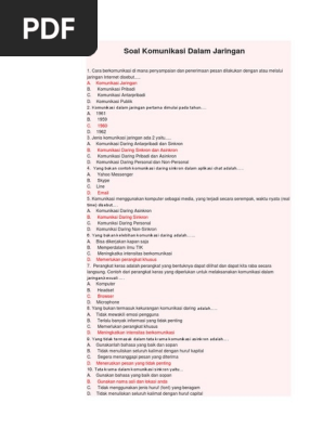 Soal Komunikasi Dalam Jaringan