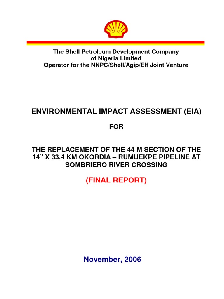 EIA for Okordia-Rumuekpe Pipeline Replacement | PDF | Environmental ...