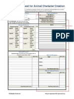 Bio-E Worksheet For Animal Character Creation