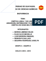 Cinética Lineal y No Lineal. Absorción Distribución y Eliminación. Cinética de Dosis Múltiple.