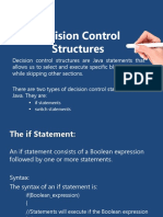 Decision Control Structures: If Statements Switch Statements