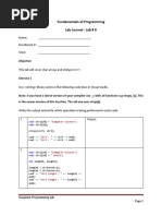 Fundamentals of Programming Lab Journal - Lab # 8: Objective