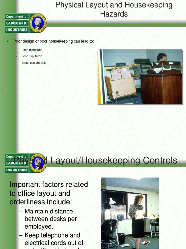 Physical Layout and Housekeeping Hazards PDF Fires Housekeeping