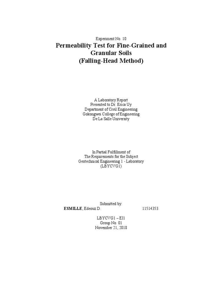 Permeability Test For Fine-Grained and Granular Soil | PDF | Viscosity ...