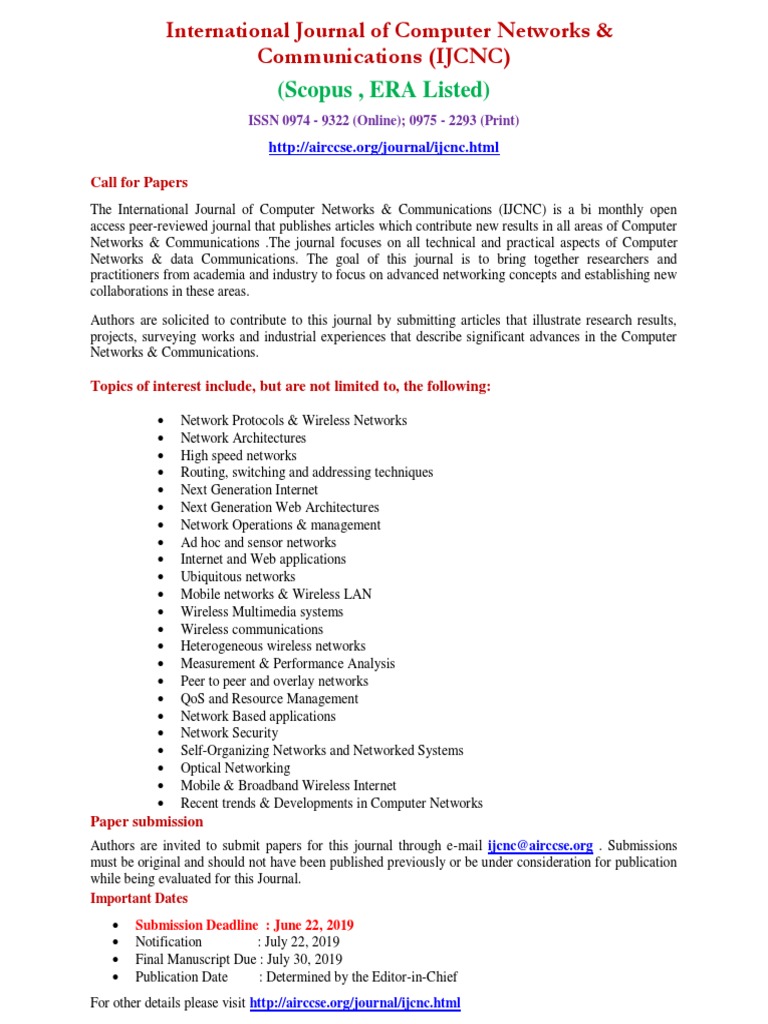 International Journal of Computer Networks & Communications (IJCNC ...