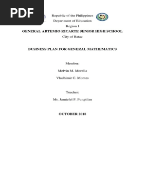 One Page Business Plan