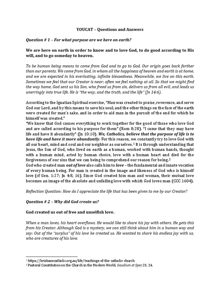 Youcat Questions and Answers | PDF | Bible | Faith