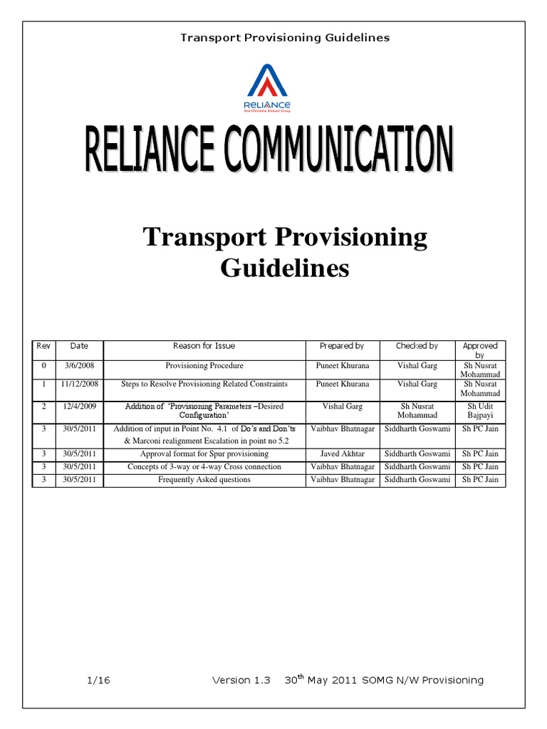 Transport Circuit Provisioning Guideline Ver 1.3 PDF Computer