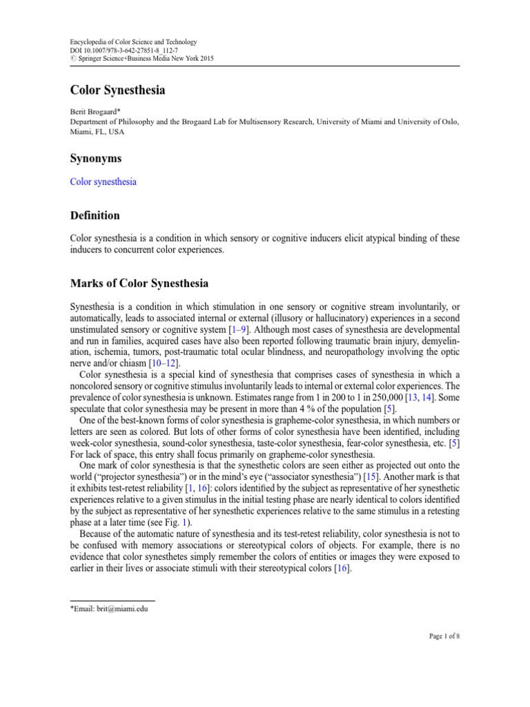 Understanding Color Synesthesia | PDF | Perception | Color