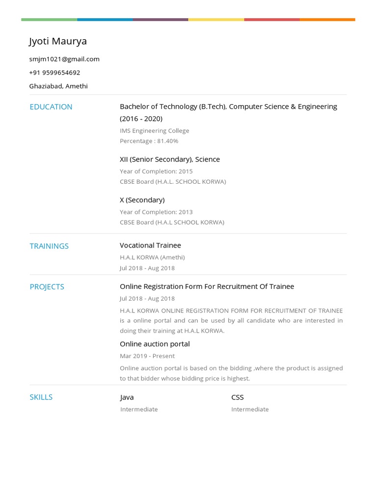 Tech Graduate's Profile & Projects | PDF