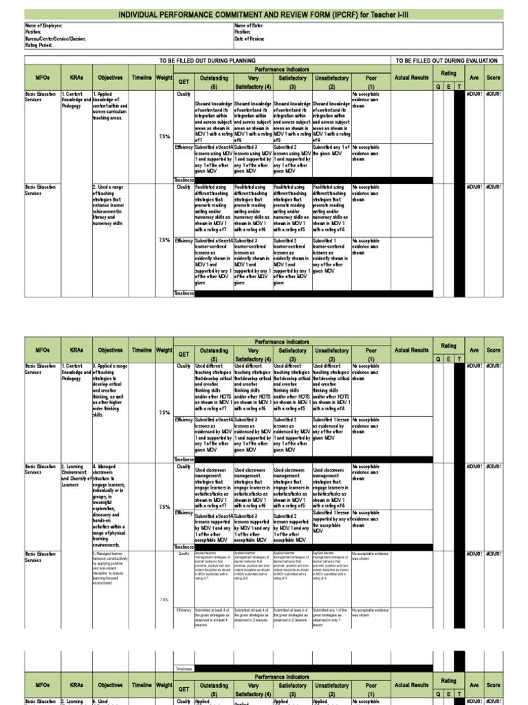 Understanding the IPCRF for Teachers | PDF | Teachers | Educational ...