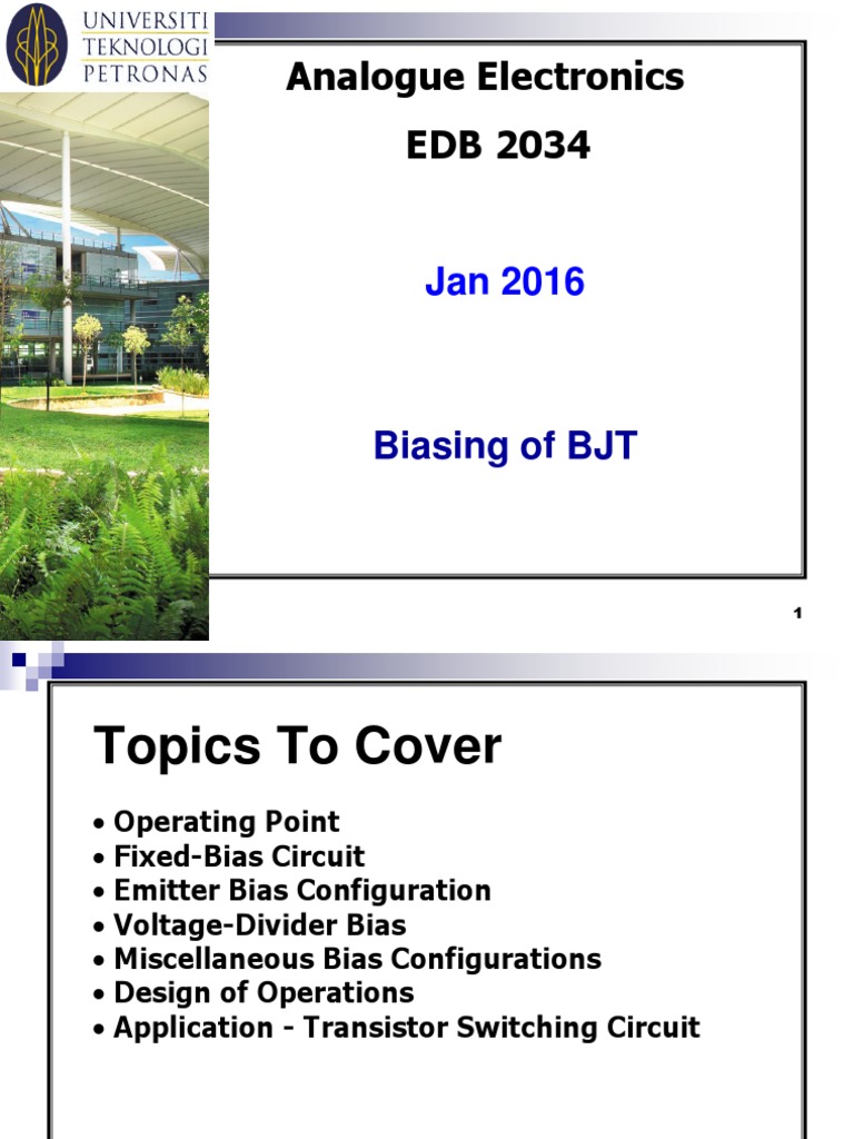 Analog Elect EDB2034 Jan 2016 BJT Biasing PDF Bipolar Junction