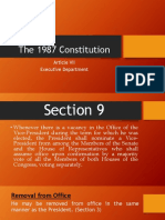 The 1987 Constitution: Article VII Executive Department