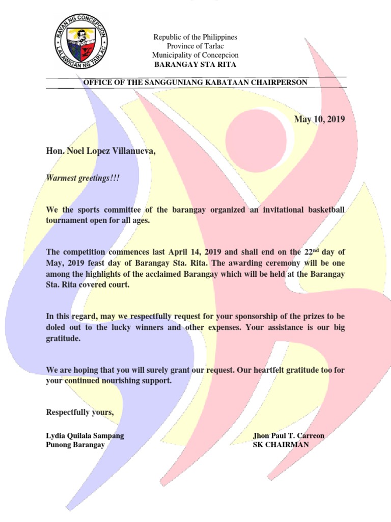 Solicitation LETTER | Youth Organizations | Government