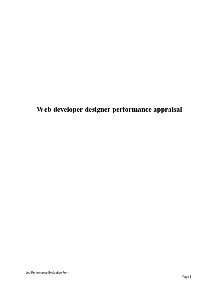 Web Developer Designer Appraisal Guide | PDF | Performance Appraisal ...