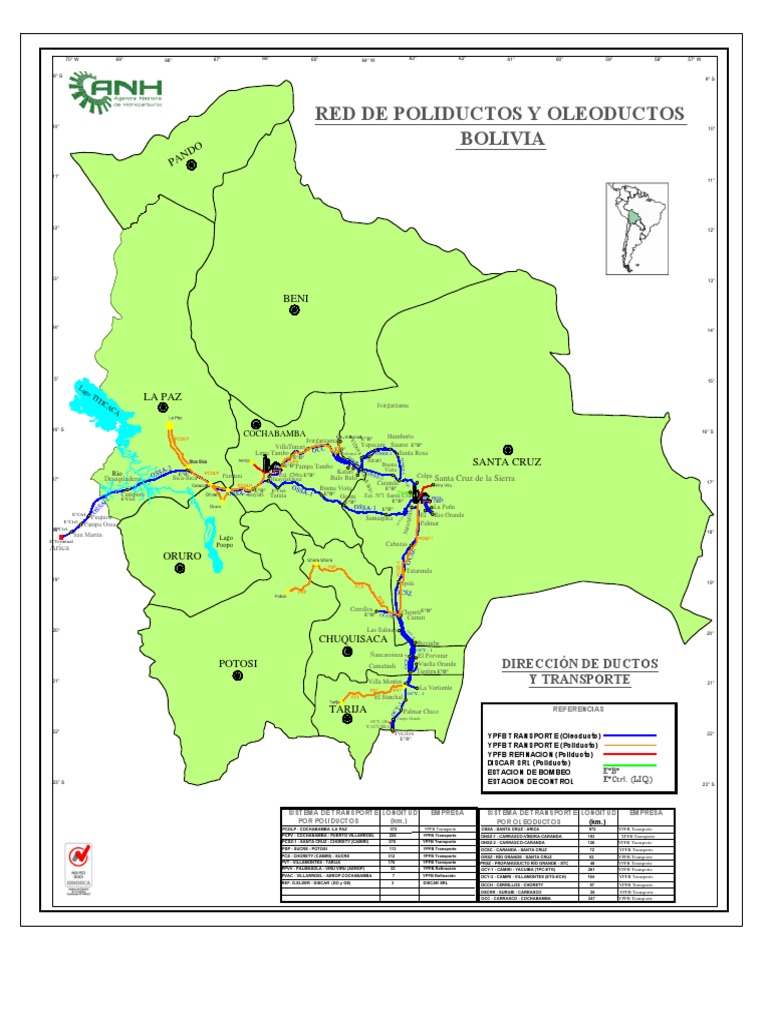 Mapa de Oleoductos en Bolivia | PDF | Producción de combustible | Petróleo