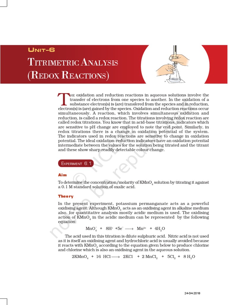 Determination of Concentration of Potassium Permanganate Solution