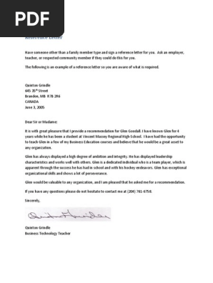 reference letter