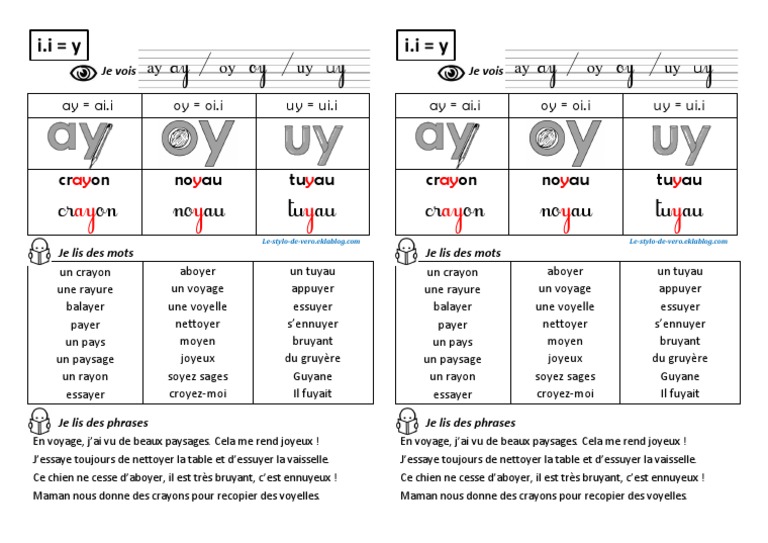 Fiche Son Ay Oy Uy Pdf
