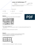 Devoir en Commun Maths Quatrieme 4eme 3