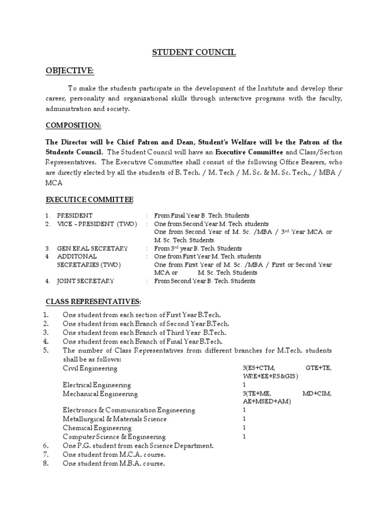 Student Council Structure and Elections | PDF | Students | Postgraduate ...
