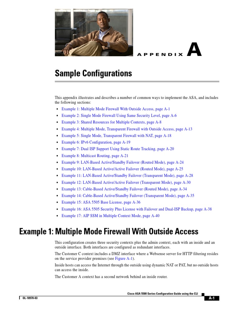 Sample Configurations: Example 1: Multiple Mode Firewall With Outside ...