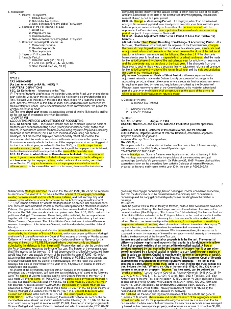 SPIT Notes Jan 31 | PDF | Income Tax In The United States | Income Tax