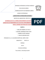 Practica: "Determinación de La Correlación Matemática Que Describa El Coeficiente Convectivo de Transferencia de Calor Del Intercambiador de Tubos Concéntricos para El Sistema Agua Fría-Agua Caliente"