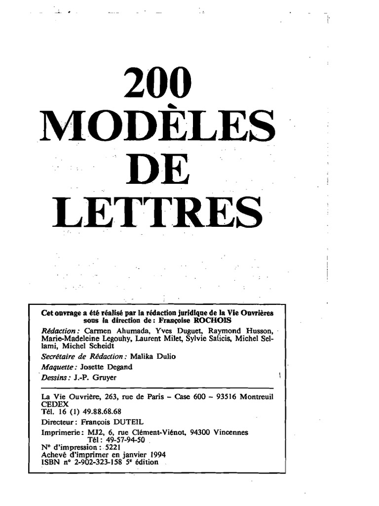 110 modles de lettres pour faire valoir mes droits