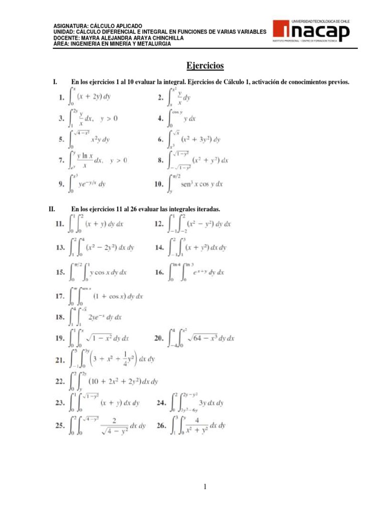 Ejercicios de Integrales Iteradas Resueltas | PDF | Integral | Cálculo