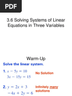 3.6 Solving Systems of Linear Equations in Three Variables