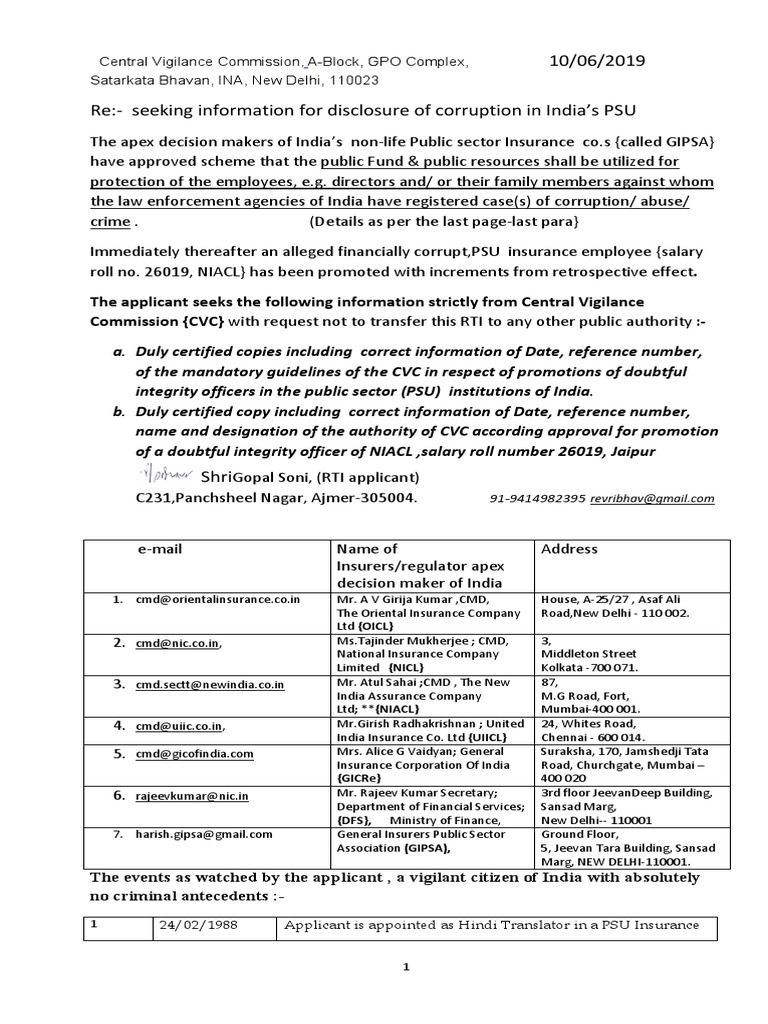 Central Vigilance Commission A-Block, GPO Complex, Satarkata Bhavan ...