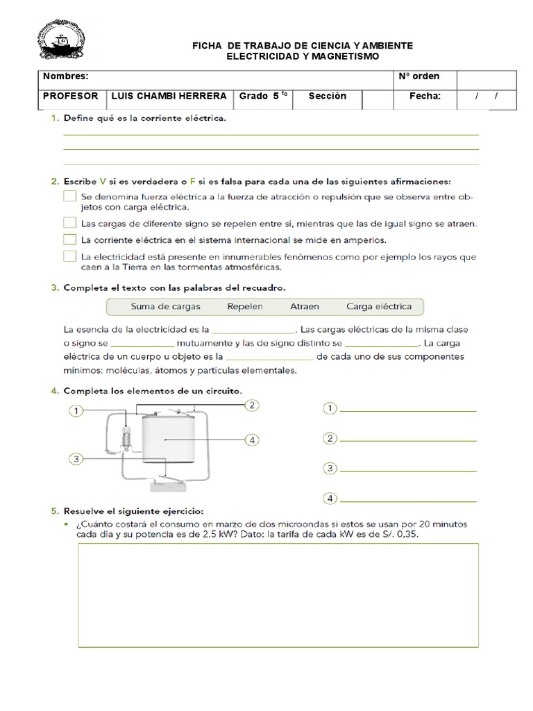 Ficha de Trabajo-Electricidad | PDF, image size:768x1024