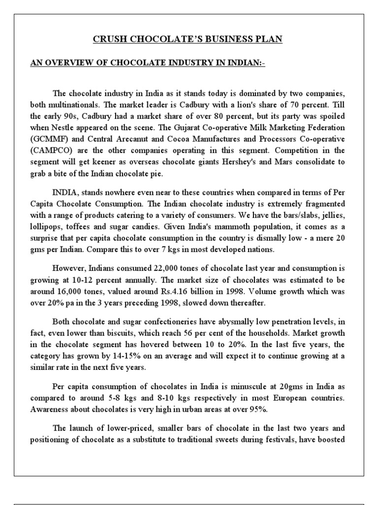 An Overview of Chocolate Industry in Indian PDF Feasibility Study Chocolate