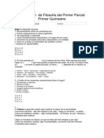 Evaluación de Filosofía Del Primer Parcial Primer Quimestre