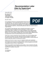$tter of Recommendation Sample by Supervisor