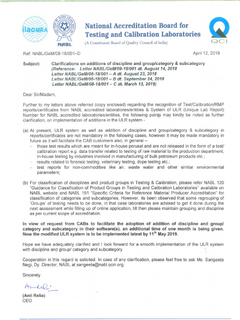 NABL GeM Letter 5 PDF Calibration Scientific Method