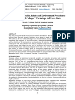 Assessment of Health, Safety and Environment Procedures in Technical Colleges' Workshops in Rivers State