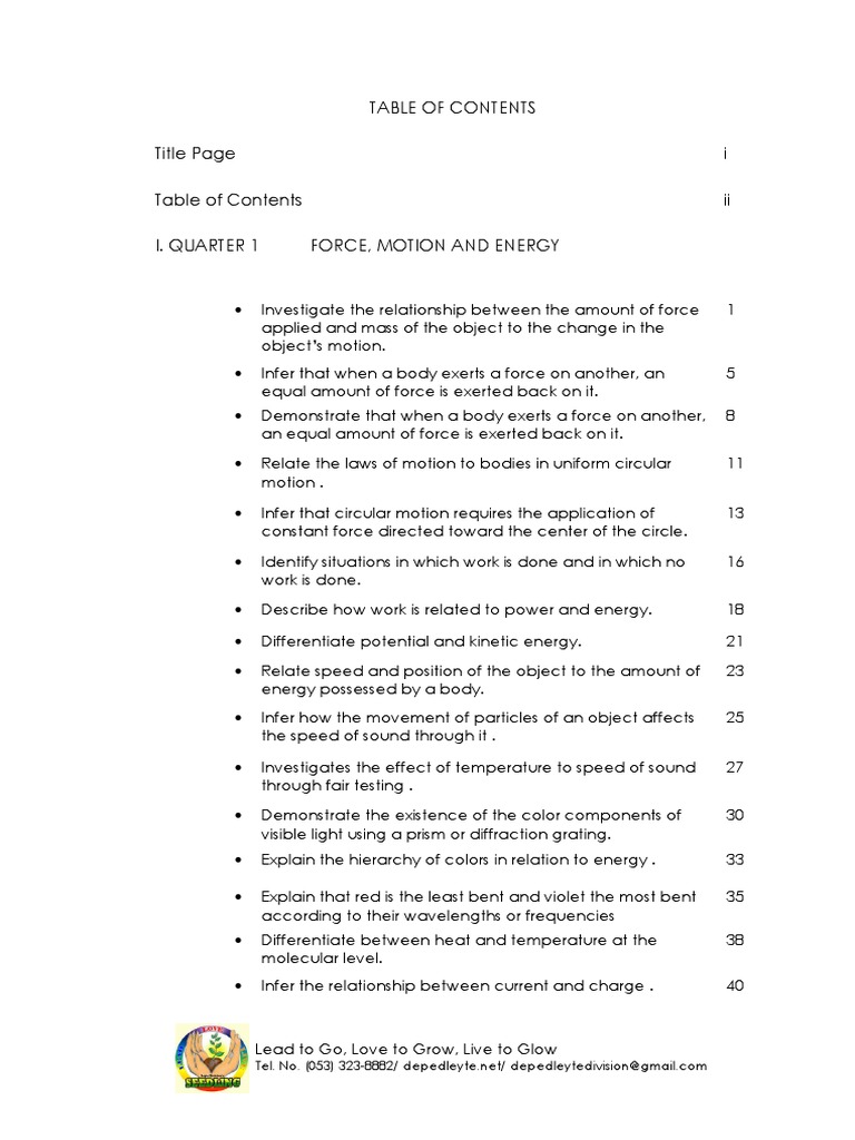Table of Contents for Science Curriculum | PDF | Earthquakes | Force