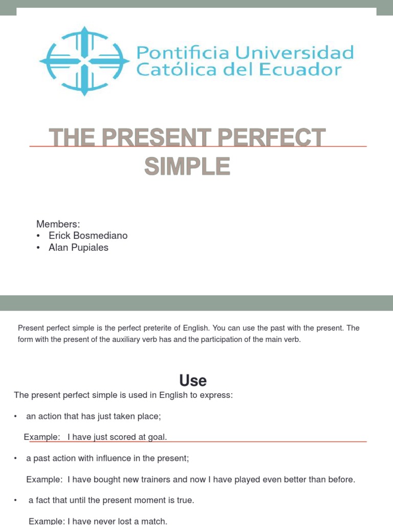 English Present Perfect Guide | PDF | Perfect (Grammar) | Verb