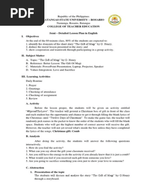 The Gift of Magi Lesson Plan
