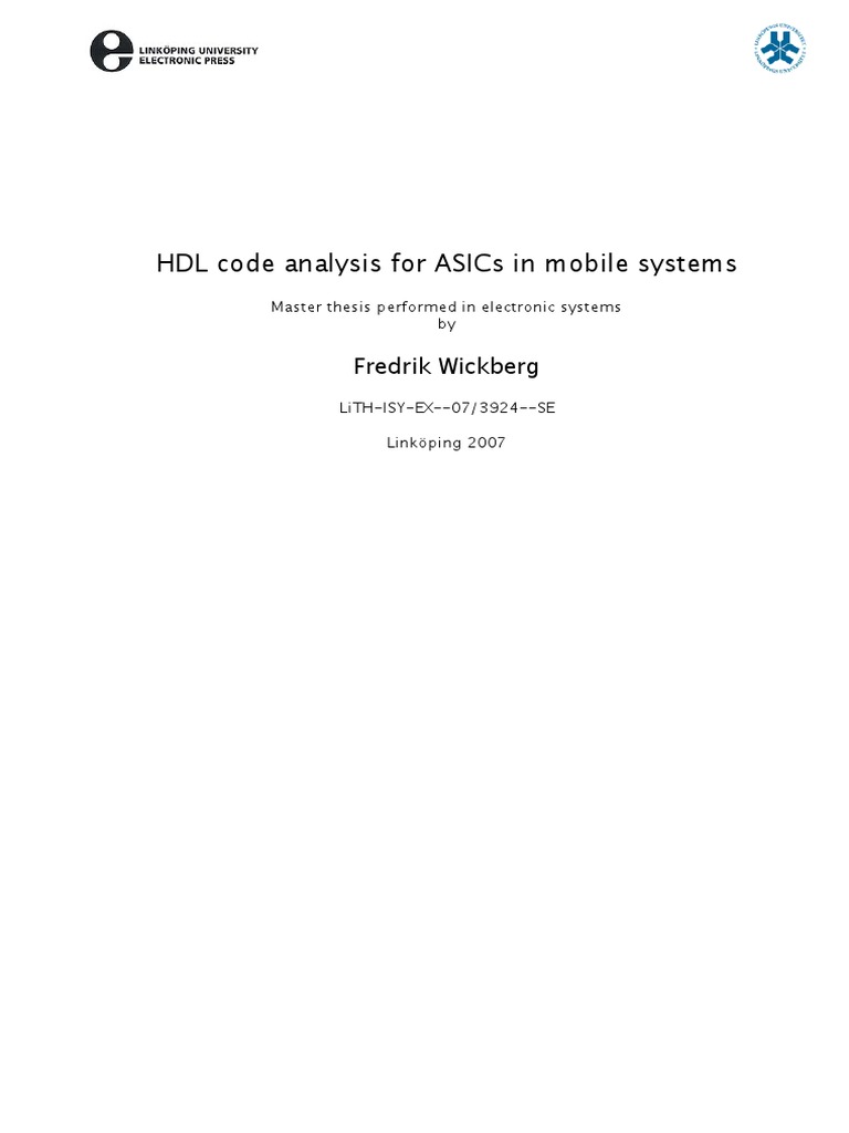 HDL Code Analysis For ASICs in Mobile Systems | Download Free PDF ...