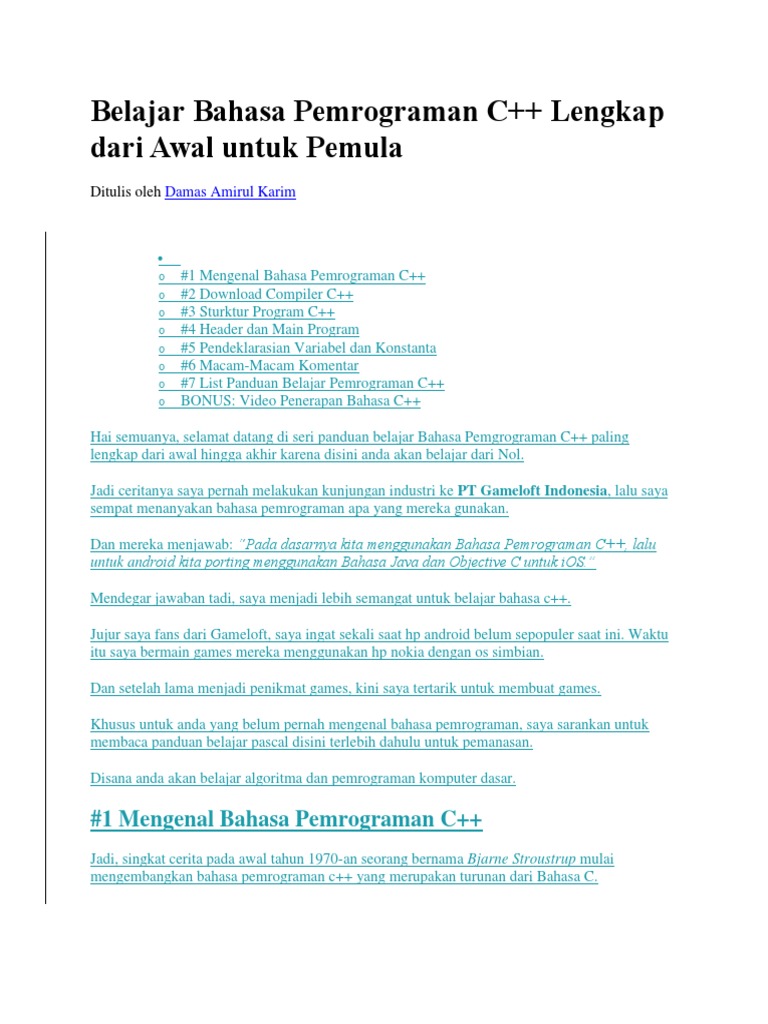 Belajar Bahasa Pemrograman C | PDF | Karier & Perkembangan | Teknologi ...