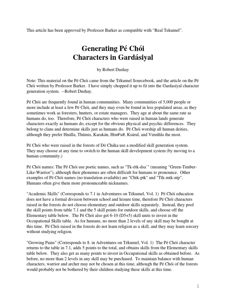 Generating Pe Choi Characters | PDF | Physical Education | Hobbies