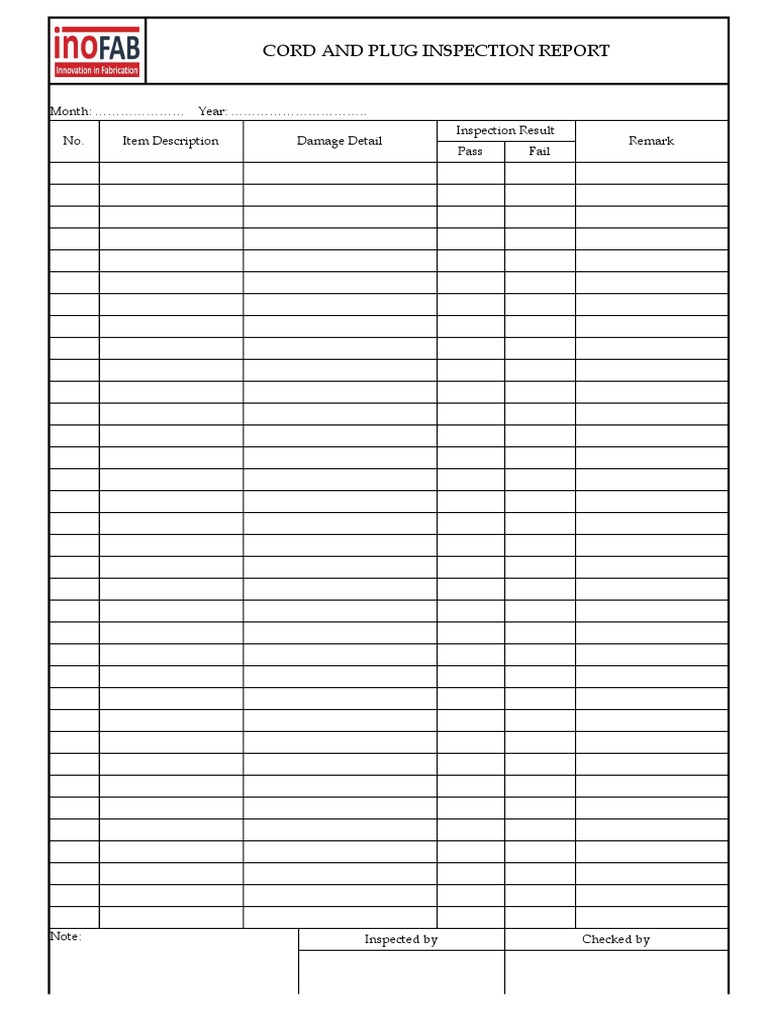 Electrical Wire - Plug Inspection Record | PDF