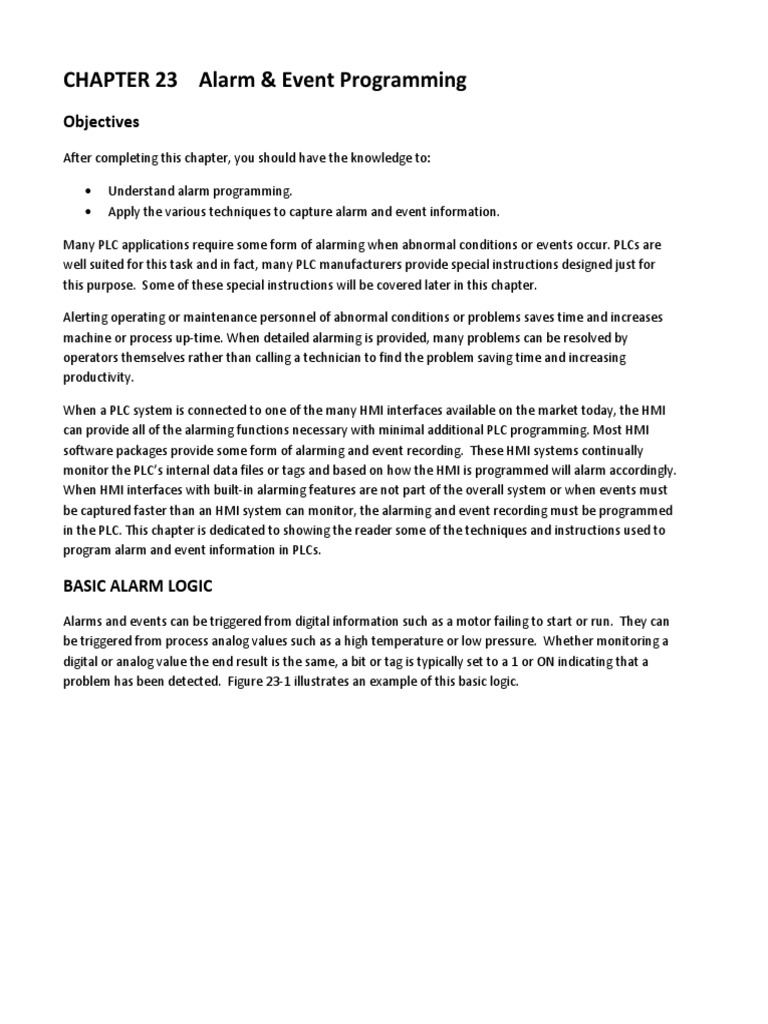 Alarm & Even Programming PDF PDF Programmable Logic Controller