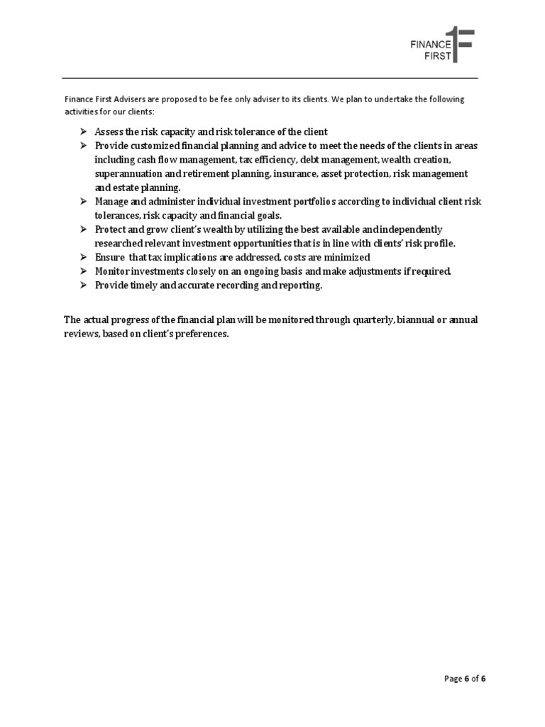 Finance First Advisers Are Proposed To Be Fee Only Adviser To Its ...